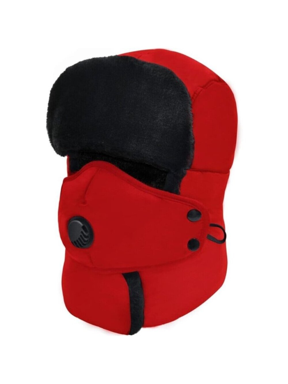 Unisex Red Skiing Trooper With Face Mask Winter Skiing Ear Flaps Trapper Hat
